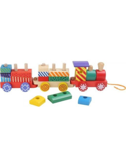 Pociąg , kolejka kolorowa- drewniana zabawka dla dzieci small foot design - drewniana zestaw zabawek, zabawa w pociąg dla 2 la