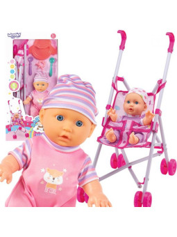 WOOPIE ROYAL Lalka Bobas z Wózkiem Opiekunka + Zestaw do Karmienia