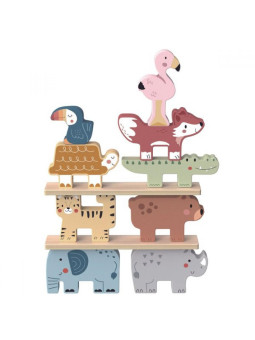 TOOKY TOY Drewniane Klocki Układanka Zwierzątka Montessori 9 el.