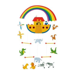 Karuzela do łóżeczka, arka Noego z tęczą goki - drewniana karuzela, zabawka dla niemowlaka