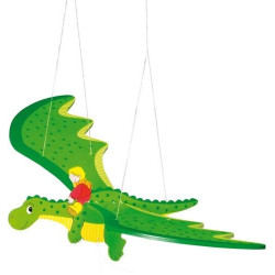 Girlanda drewniana do pokoju dziecka, smok goki - drewniana zabawa wisząca, zabawka dla rocznego dziecka