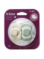 Smoczek dla noworodka i niemowlaka 2 szt.– symetryczny smoczek silikonowy 0 – 6 mies., szałwia/wanilia, b.box Smoczek dla noworodka i niemowlaka 2 szt.– symetryczny smoczek silikonowy 0 – 6 mies., szałwia/wanilia, b.box