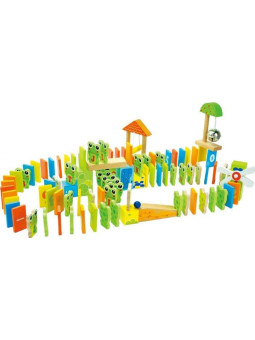 Domino dla dzieci  - żabki small foot design - drewniany zestaw elementów, zabawka dla 3 latka