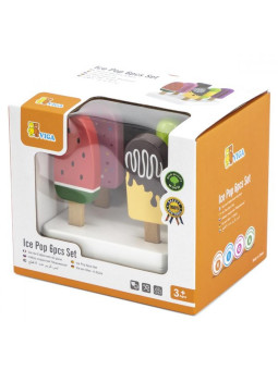 VIGA Zestaw Drewnianych Lodów na Patyku ze Stojakiem  6 szt.