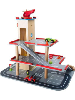 Piętrowy garaż drewniany, parking do zabawy small foot design - drewniana zabawka, zabawa pojazdami dla 5 latka