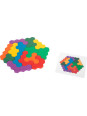 Drewniane kolorowe puzzle, sześciokąt, 10 różnych wzorów