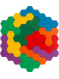 Drewniane kolorowe puzzle, sześciokąt, 10 różnych wzorów