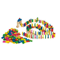 Domino  dla dzieci z kołowrotkiem, 247 części, goki - drewniana gra planszowa, zabawka dla 5 latka, zabawka drewniana 