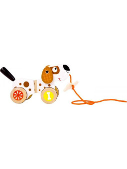 Zabawka do ciągnięcia dla dzieci - piesek small foot design - drewniana zabawka do ciągnięcia dla roczniaka