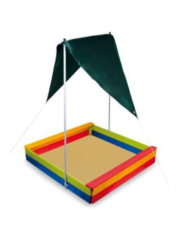 Piaskownica dla dzieci z chroniącym przed słońcem żaglem small foot design - drewniana piaskownica, zabawa w piasku dla 3 la