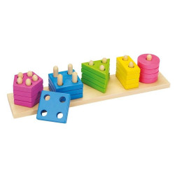 Sorter dla dzieci, drewniana piramida 5 figur, dopasuj kształty i kolory , zabawka montessori goki - drewniany sorter, zabawka
