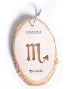 Drewniana zawieszka - Znaki zodiaku - "Skorpion" - zestaw 5 sztuk