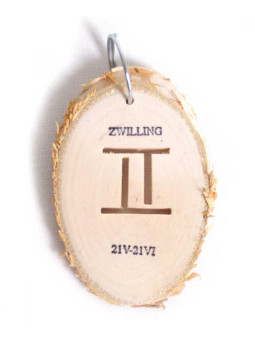 Drewniana zawieszka - Zanki zodiaku - "Bliźnięta" - zestaw 5 sztuk