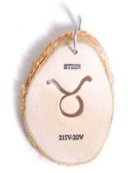 Drewniana zawieszka - Zanki zodiaku - "Byk" - zestaw 5 sztuk