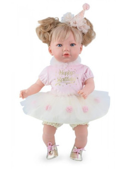 Lalka Alina Party Marina & Pau 0882 - Dziewczynka, 45 cm, Brzuszek: Miękki, Kolor oczu: Niebieski, Kolor włosów: Blond