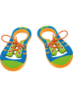 Kolorowe buciki do nauki sznurowania  dla dzieci - 2 szt, pomoce montessori small foot design - zabawka edukacyjna dla 3 latka