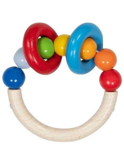 Dotykowy gryzak półokrągły z koralikami i 2 pierścieniami