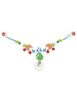 Łańcuszek, zawieszka do wózka - jeż i sowa - z klipsami