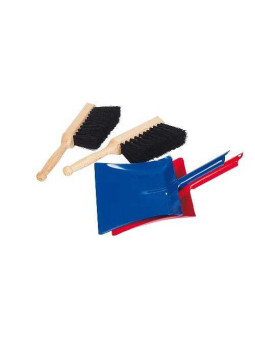 1 metal dustpan and 1 brush with synthetic bristles - set of 2