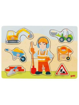 Lift-out puzzle construction worker