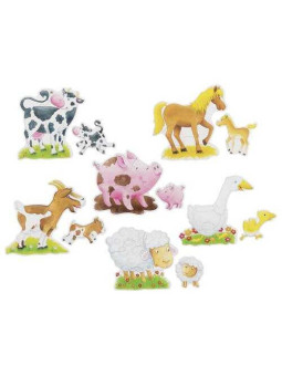 Set of puzzles farm animals