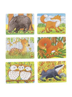 Mini-puzzle forest animals - set of 36