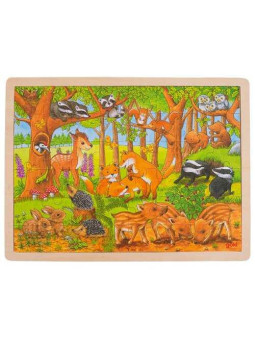 Puzzle baby animals in the forest