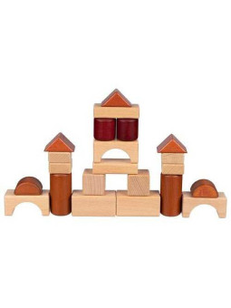Building blocks in a wooden box