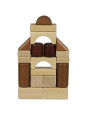 Building blocks in a wooden box