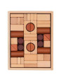 Building blocks in a wooden box