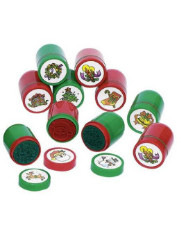Self-inking stamps with X-mas design, plastic - set of 60