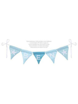 Name bunting, blue, with 10 pennants