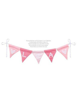 Name bunting, rose, with 10 pennants
