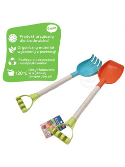 WOOPIE GREEN Zestaw 3 szt. do Piasku Łopatka i Grabki 51 cm BIODEGRADOWALNY ORGANICZNY MATERIAŁ