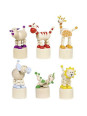 Animals, press 'n shake figures, Africa designs, wood - set of 12