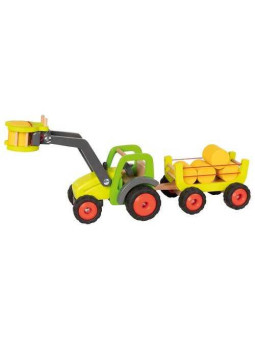 Front-end loader tractor with hay wagon