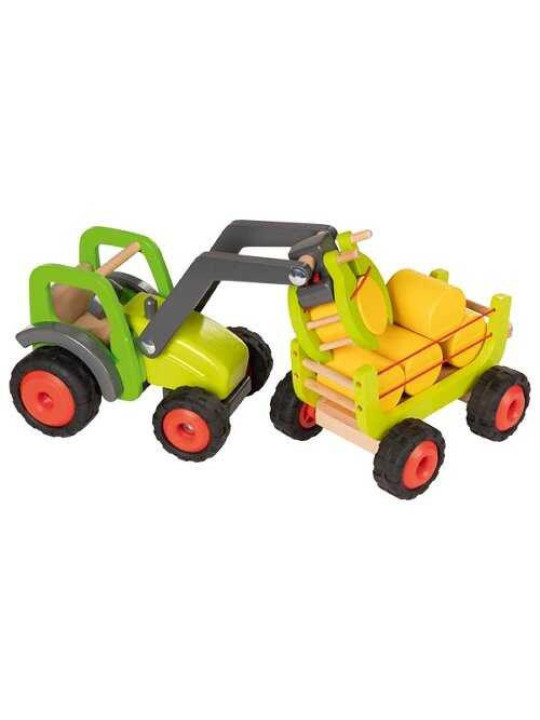 Front-end loader tractor with hay wagon