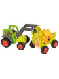 Front-end loader tractor with hay wagon