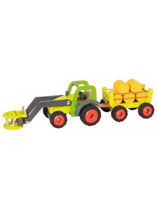 Front-end loader tractor with hay wagon