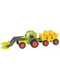 Front-end loader tractor with hay wagon