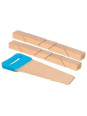 Wooden building blocks with Velcro connectors and saw.