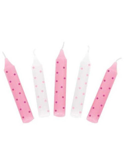 Set of birthday candles, pink dots (for GK