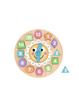 TOOKY TOY Zegar Drewniana Zabawka Edukacyjna Nauka Czasu Kształtów