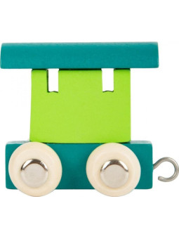 Wagonik drewniany do pociągu literka small foot design - drewniana zabawka, zabawa wagonikami dla 3 latka