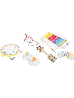 Zestaw muzyczny w groszki do zabawy  dla dzieci, zabawka montessori small foot design - zabawka muzyczna dla 3 latka