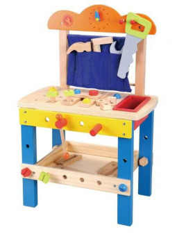 Warsztat małego majsterkowicza - drewniany z dużą ilością narzędzi