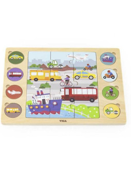 Układanka 2w1 Pojazdy- puzzle i gra odszukaj cień