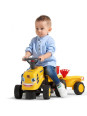 FALK Traktorek Baby Komatsu Żółty z Przyczepką + akc. od 1 roku