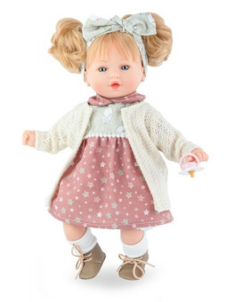 Lalka Petite płacząca Marina & Pau 0493 - Dziewczynka, 40 cm, Brzuszek: Miękki, Kolor oczu: Niebieski, Kolor włosów: Blond