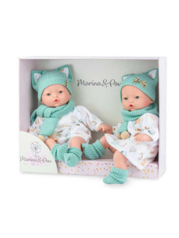 Lalki Pitus Mellizos bliźniacy Marina & Pau 579 - Chłopiec, 40 cm, Brzuszek: Miękki, Kolor oczu: Niebieski